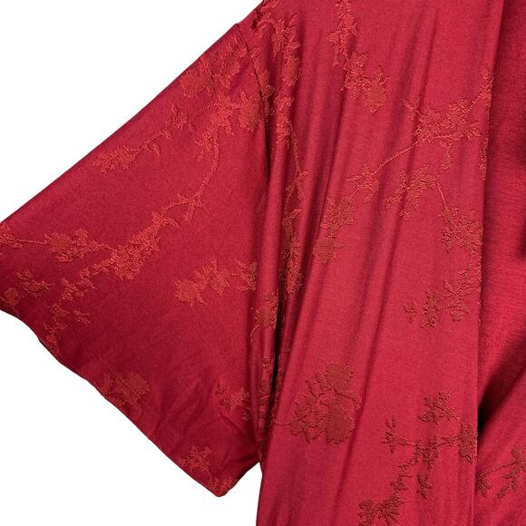 New Zara Jumpsuit Faux Wrap Neckline Red Jacquard Knit Short Sleeve Women’s M - Picture 8 of 12